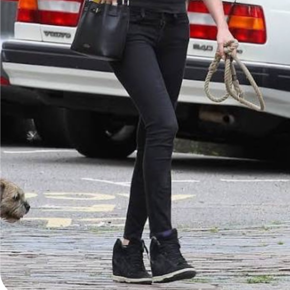 Worn once pristine Nike black suede wedge hi top sneakers 7.5 - Picture 2 of 8